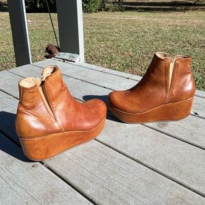 Yellow Box Tan Leather Wedge Boots